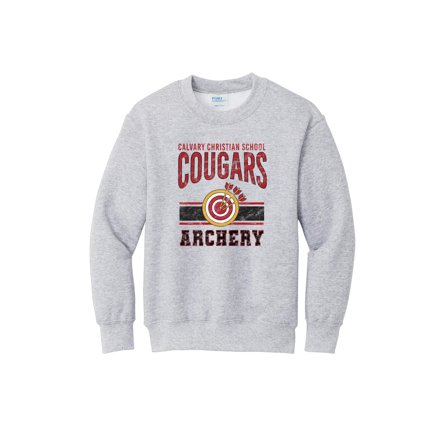 Printed Distressed Cougars Archery Crewneck Sweatshirt | CCSDTG18