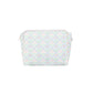 Cosmetic bag with a geometric pattern on a white background