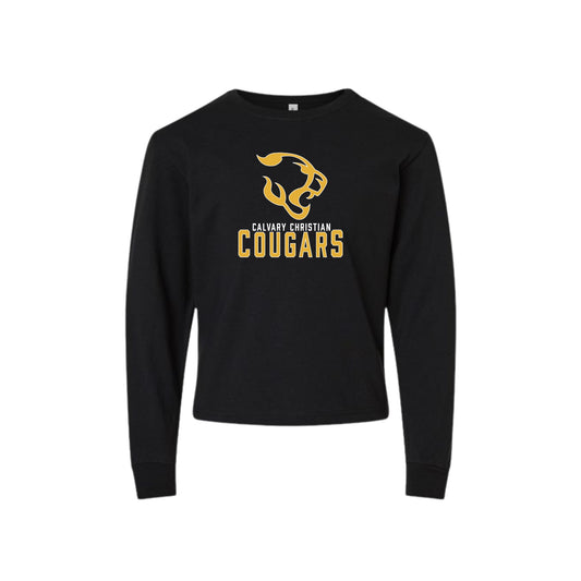Printed Calvary Christian Cougars Long Sleeve Bella and Canvas Heavyweight Tee | CCSDTF28