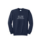 navy sweatshirt with floral font sjs grandma embroidered in white thread