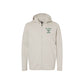 Smoke grey jacket with 'St. Pius X' logo  embroidered on the left chest in hunter green thread