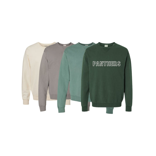 Embroidered Stitched Block Panthers Unisex Garment-Dyed Crewneck Pullover | SPX EG