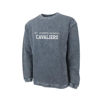 Embroidered Varsity St. Joseph Cavaliers Corded Adult Crewneck | SJS EJ