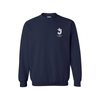 Navy blue sweatshirt with a logo on the chest against a white background
