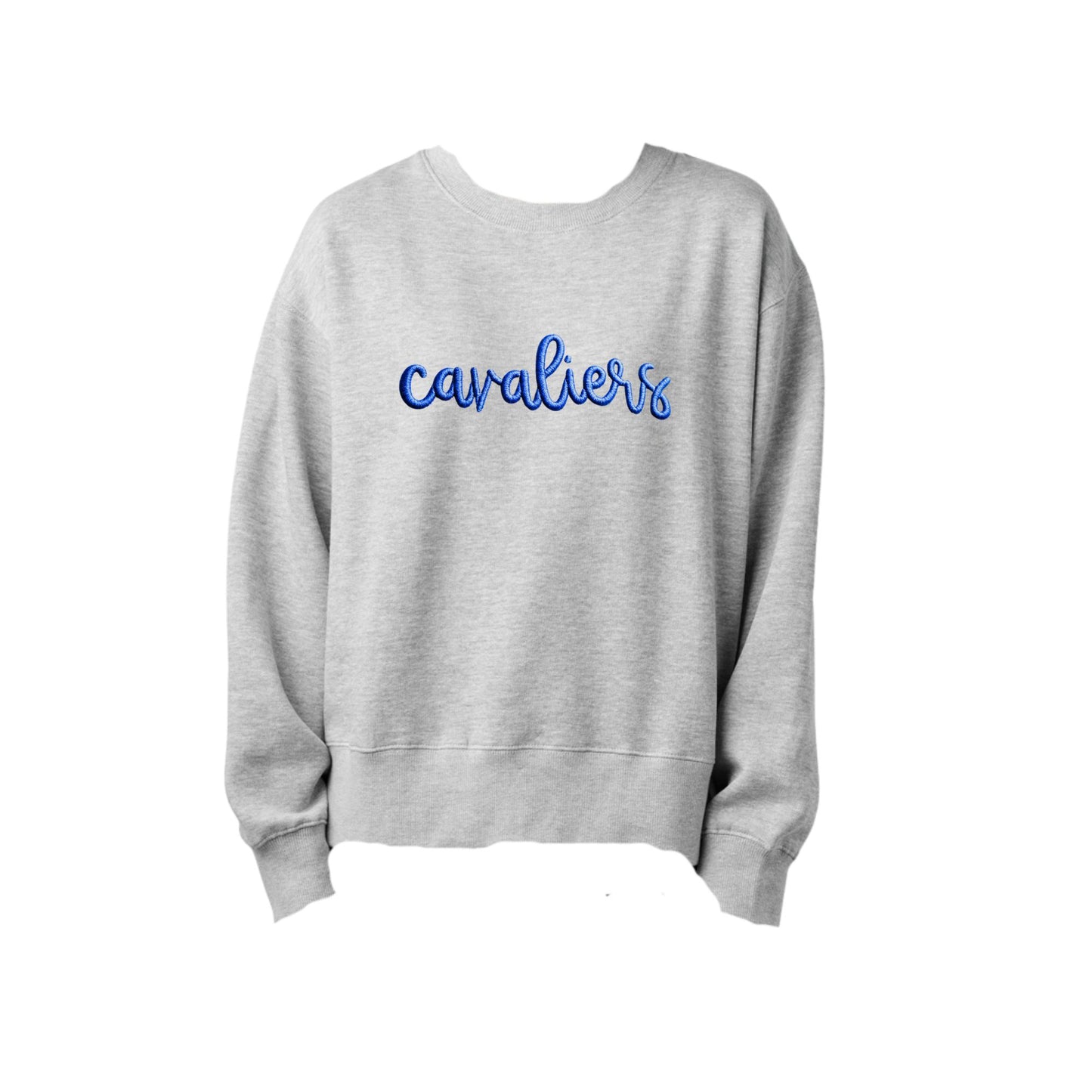 Ladies Boxy Crew with Cavaliers Puff Script Embroidery | SJS EPS1