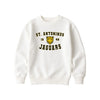 An off-white crewneck sweatshirt featuring a yellow and black 'St. Antoninus Jaguars' graphic with a jaguar head mascot on the chest, displayed against a solid white background.