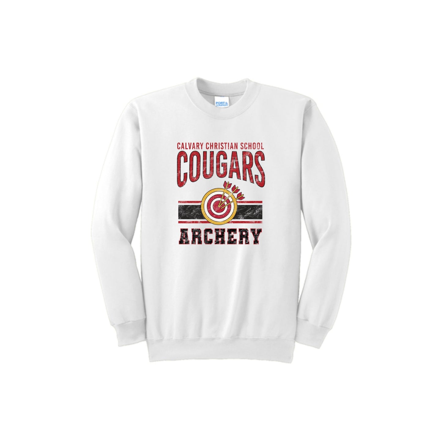Printed Distressed Cougars Archery Crewneck Sweatshirt | CCSDTG18