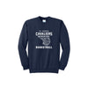 navy sweatshirt with 'St. Joseph Cavaliers Basketball' and basketball going into net design printed on the front in white ink 