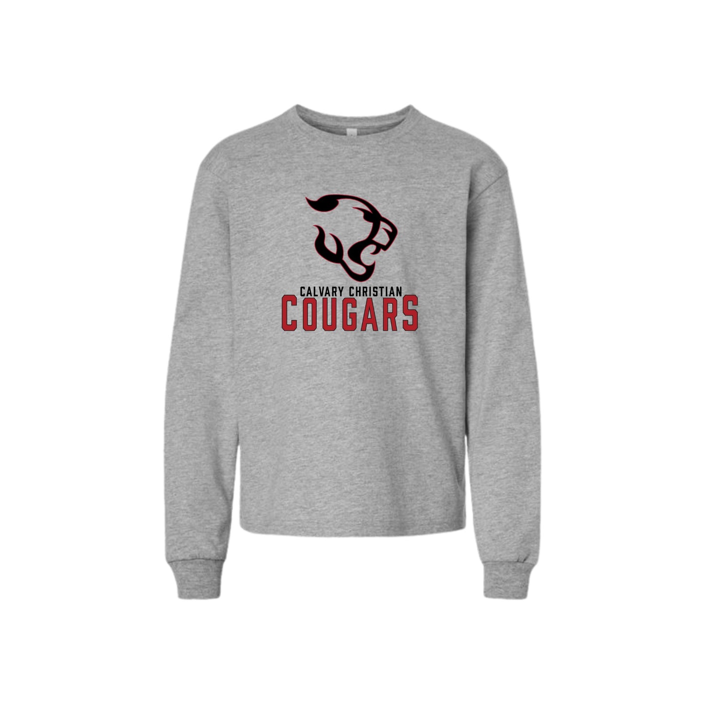 Printed Calvary Christian Cougars Long Sleeve Bella and Canvas Heavyweight Tee | CCSDTF28