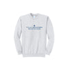 A light heather gray crewneck sweatshirt featuring the text 'VILLA MADONNA MONTESSORI' and a small blue cross printed on the chest, displayed on a clean white background.