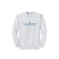 A light heather gray crewneck sweatshirt featuring the text 'VILLA MADONNA MONTESSORI' and a small blue cross printed on the chest, displayed on a clean white background.