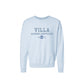 Light blue sweatshirt with 'Villa Madonna Montessori' text on a white background