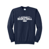 navy crewneck sweatshirt with a white st. joseph school basketball mom print