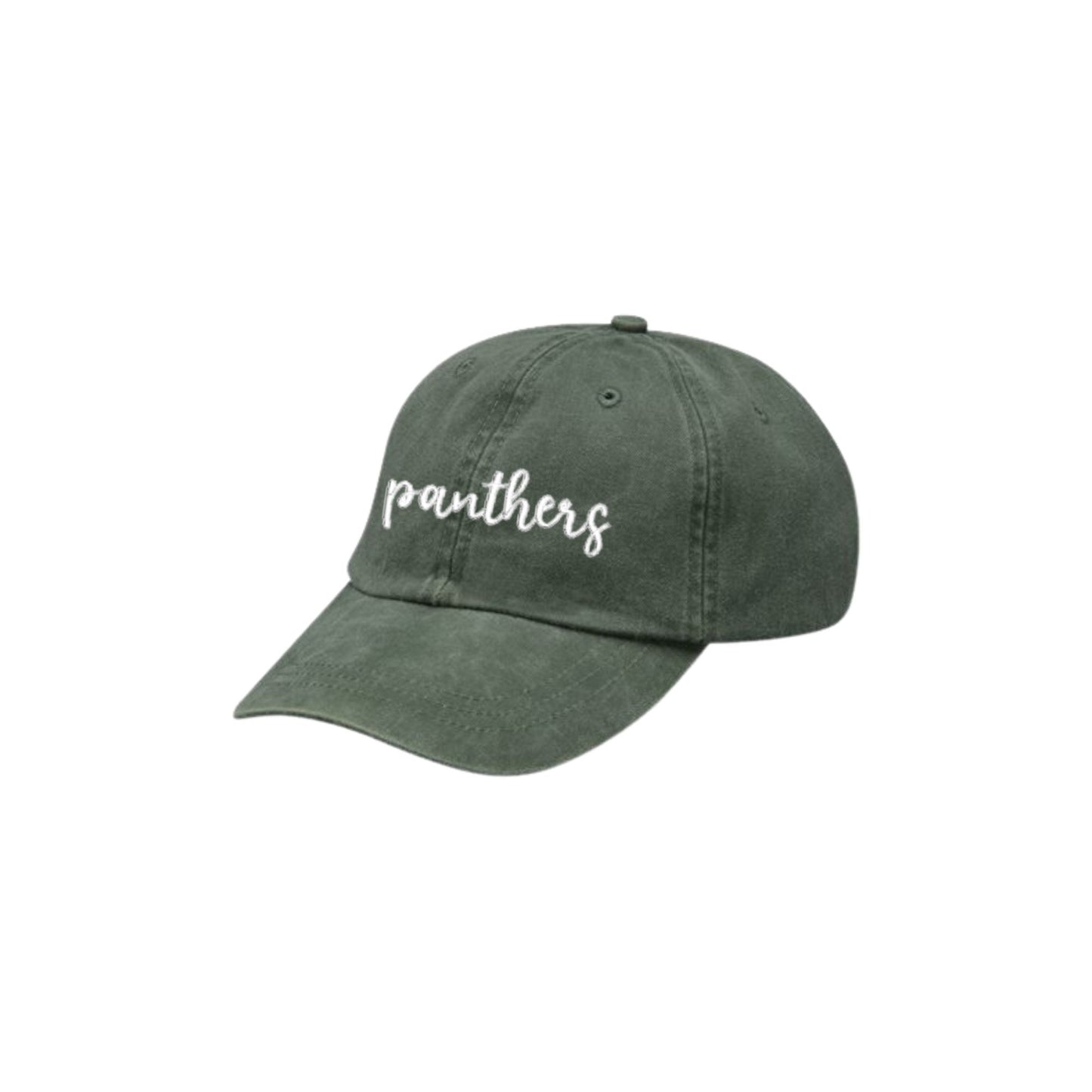 Green cap with 'panthers' text on a white background