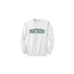 White sweatshirt with 'PANTHERS' text on a white background