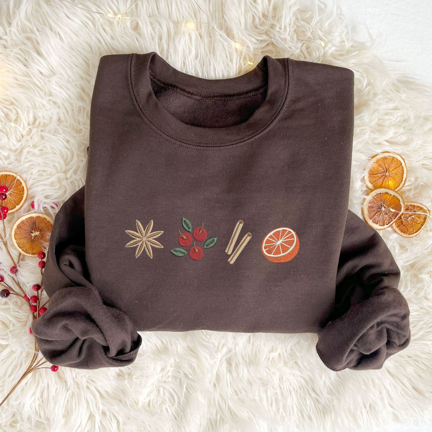 Embroidered Mulled Wine Crewneck Sweatshirt | Holiday Cocktail Sweatshirt