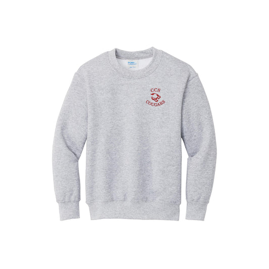 Embroidered CCS Cougars Logo Crewneck Sweatshirt | CCSED3