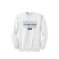 A white crewneck sweatshirt featuring a navy blue graphic print on the front that reads 'VILLA MADONNA MONTESSORI' and 'MOM' inside a small oval.