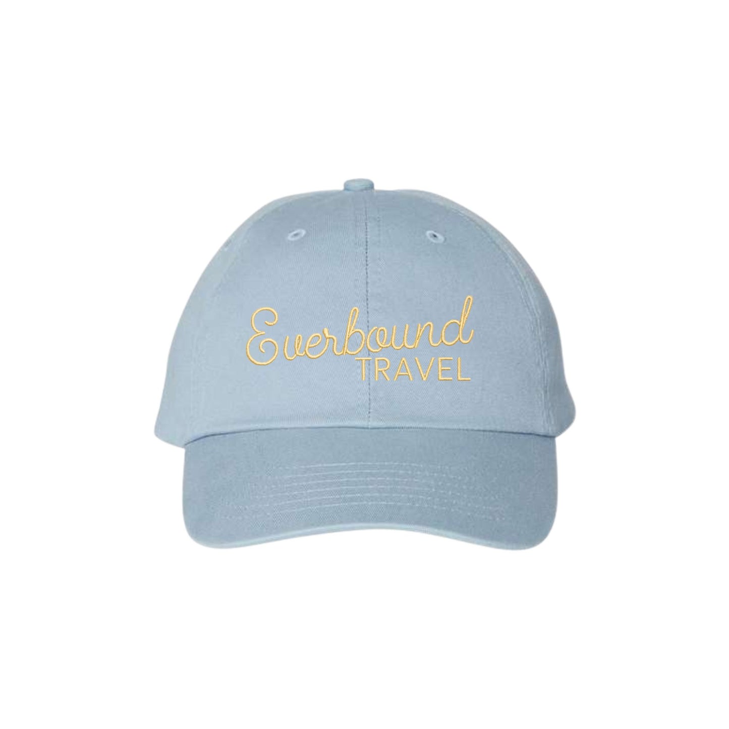 Light blue cap with 'Everbound Travel' text on a white background