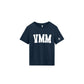 A navy blue short-sleeve t-shirt with 'VMM' printed in bold white block letters across the chest and a small white cross logo on the left sleeve, shown on a plain white background.