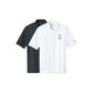 Two polo shirts, one black and one white, on a white background