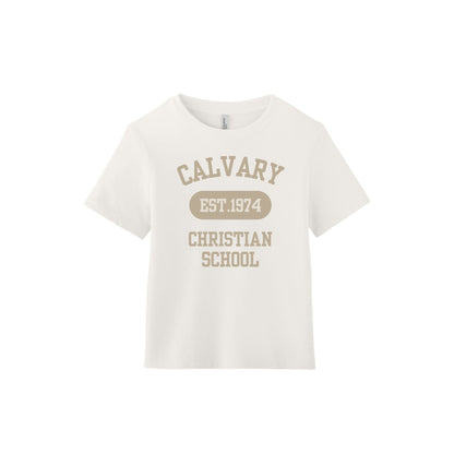 Printed Calvary Christian Cougars  Women's Boxy T-Shirt | CCS_S_DTG4