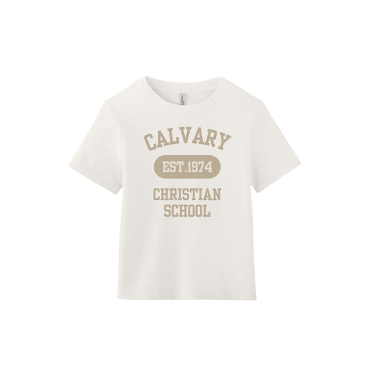 Printed Calvary Christian Cougars  Women's Boxy T-Shirt | CCS_S_DTG4