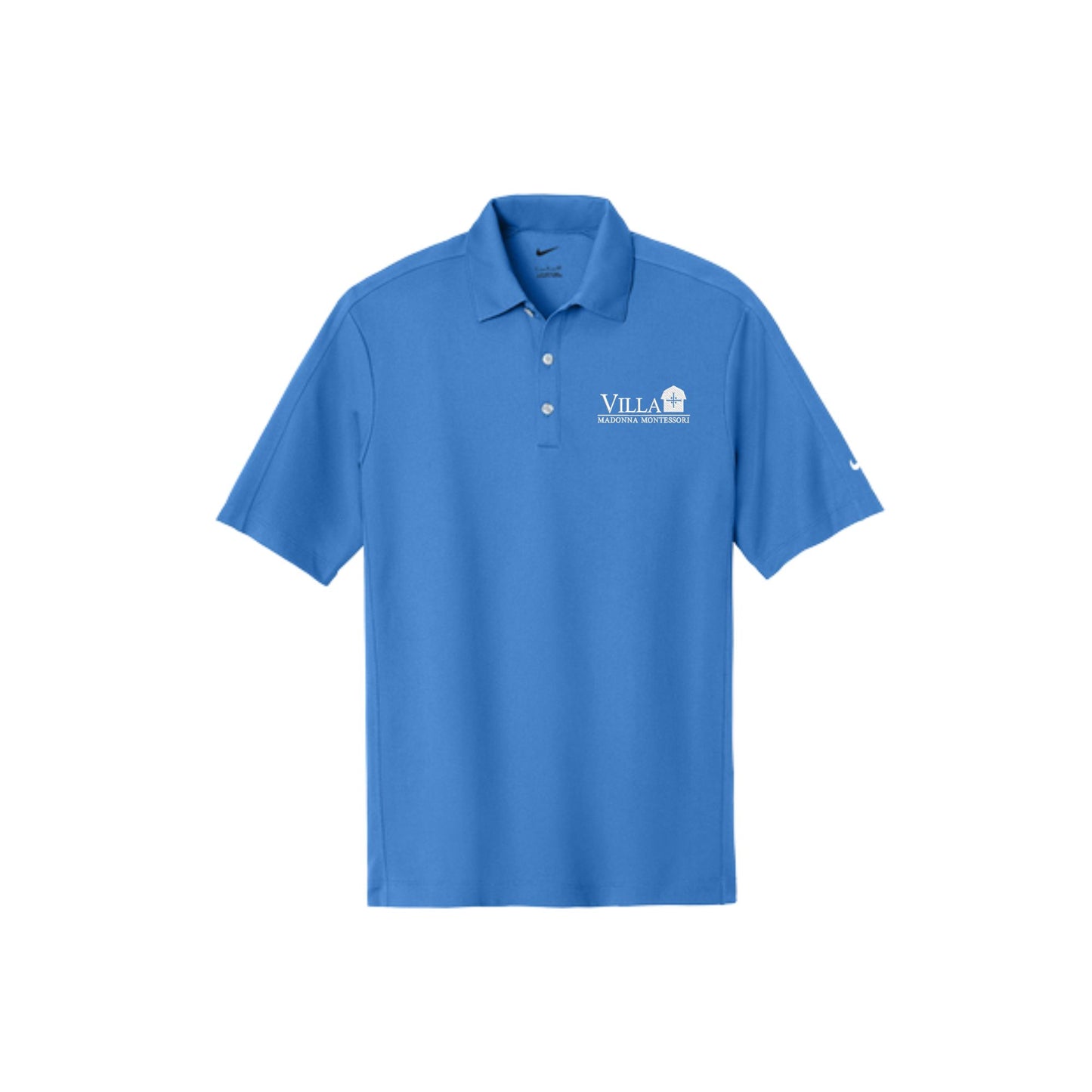 royal nike polo shirt with the VMM logo embroidered in white thread on the left chest