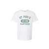 White t-shirt with 'St. Pius X Panthers' text on a white background