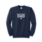 Navy crewneck sweatshirt with a white st. joseph school dad printed design