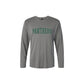 Gray long-sleeve shirt with 'PANTHERS' text on a white background
