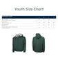 Youth size chart for Portsmouth Jacket with jacket images and measurements.