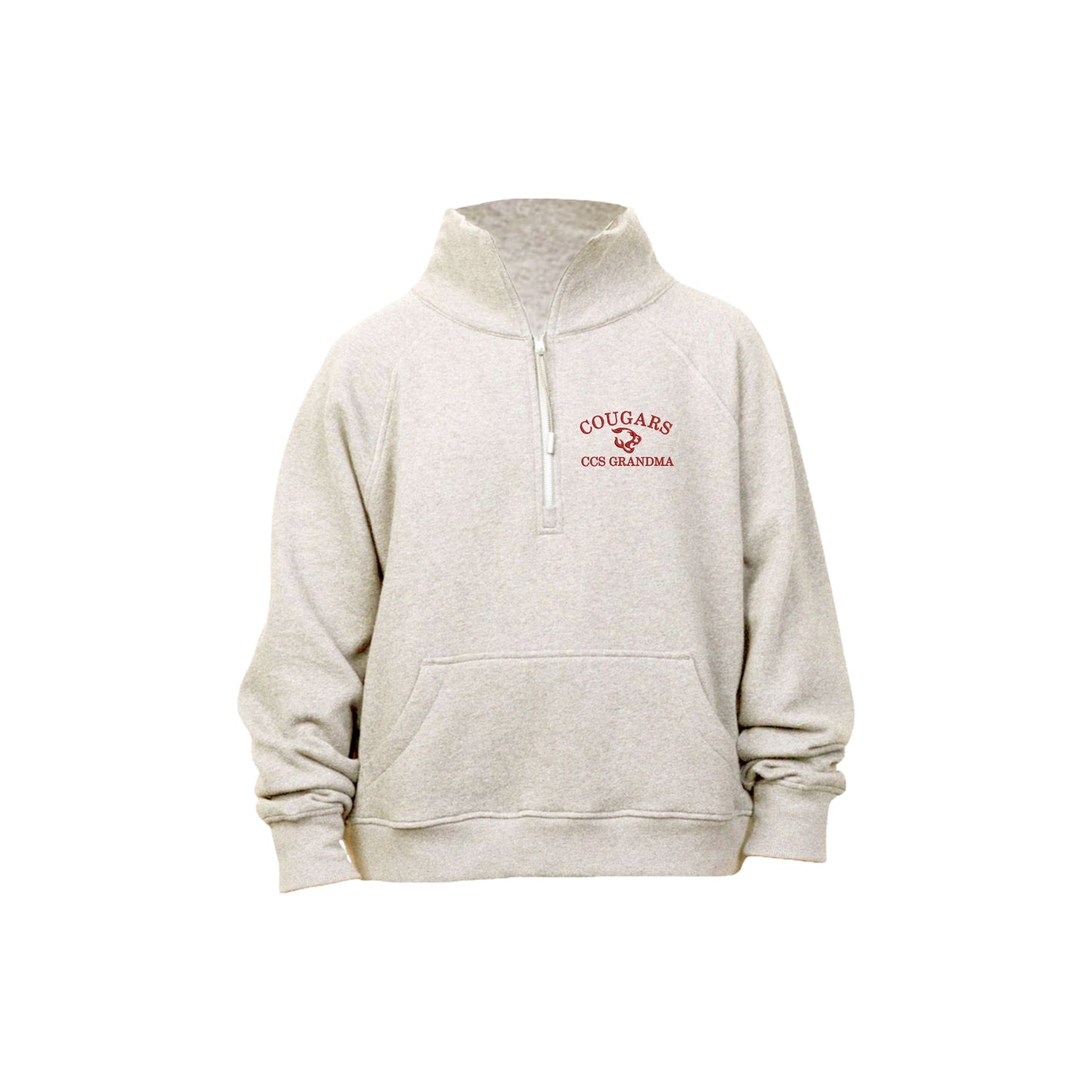 Embroidered Cougars Mom/Grandma Boxy Quarter Zip Pullover | CCSED22