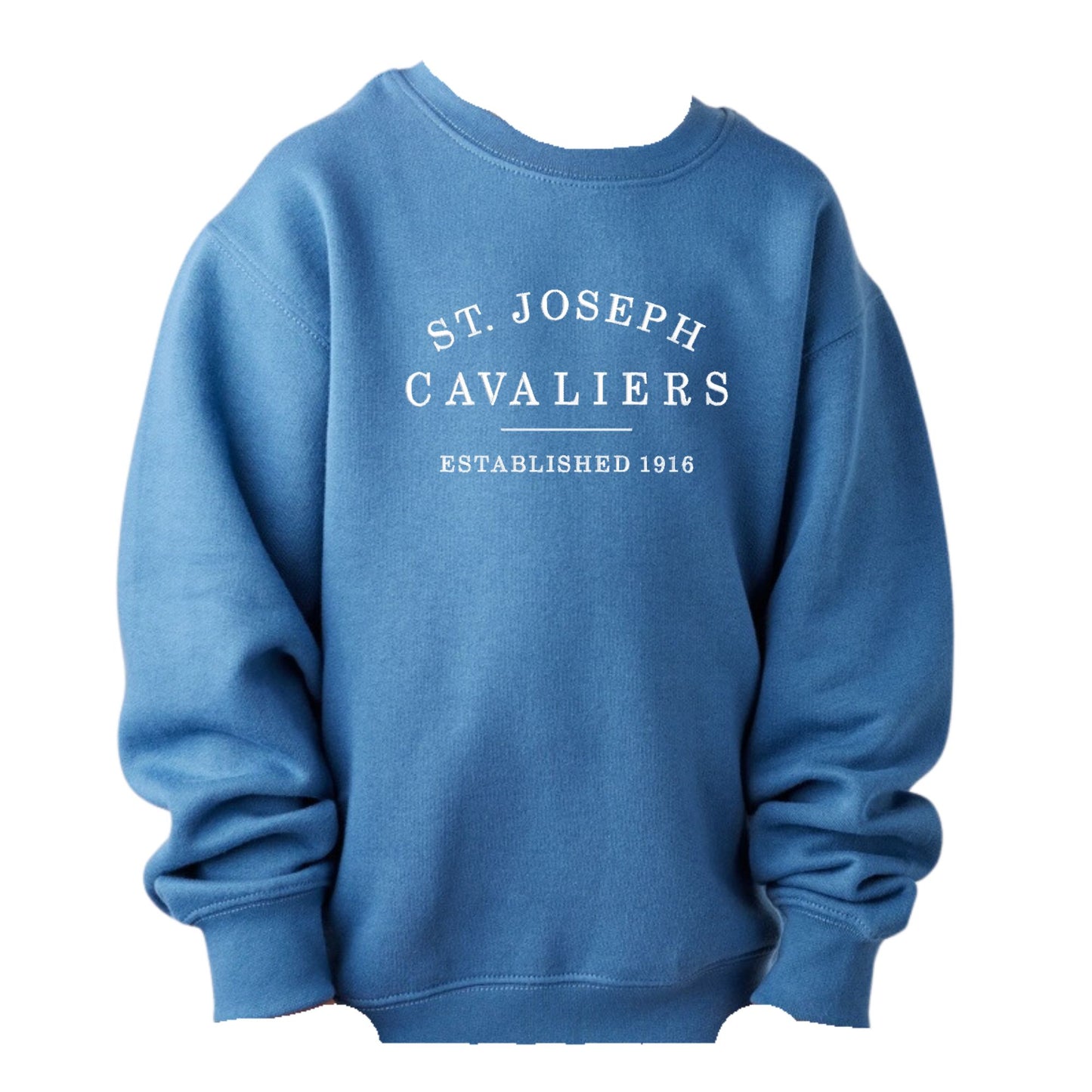 Youth St. Joseph Cavaliers Est. 1916 Embroidered Fleece Crew | SJSE3Y