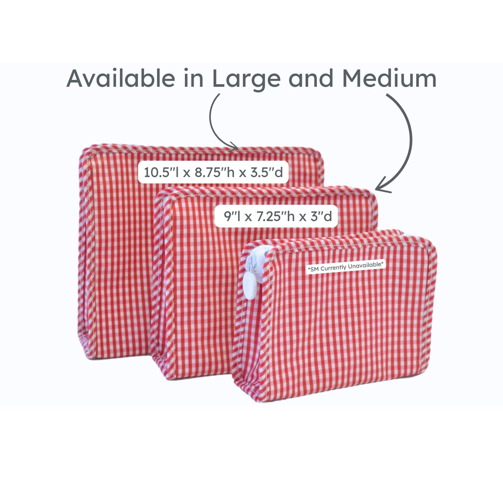 Large and medium Red gingham makeup pouches 