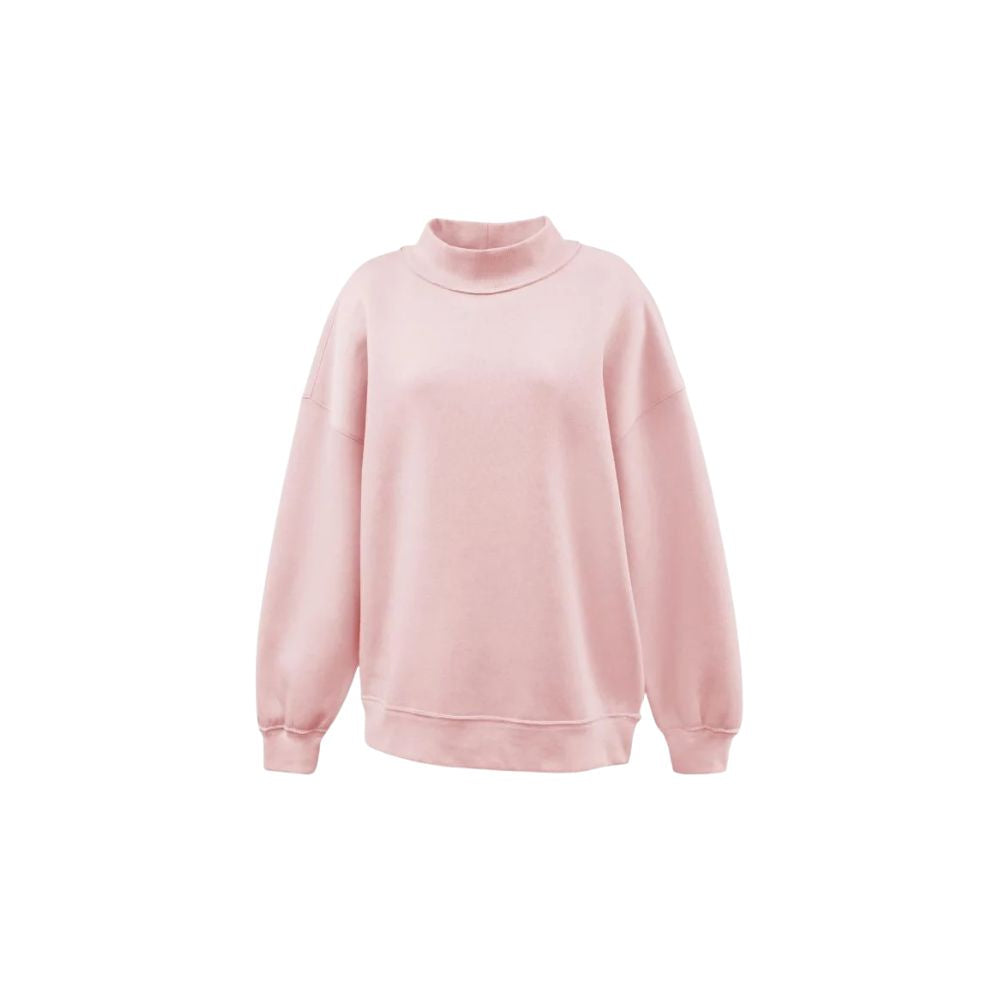 pink mockneck sweatshirt
