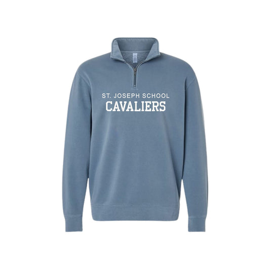Embroidered Varsity St. Joseph Cavaliers Pigment-Dyed Quarter-Zip Pullover | SJS EJ