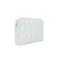 Rectangular pouch with a geometric pattern on a white background