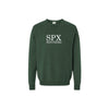 field green vintage dyed crewneck with custom embroidered spx panthers design in white thread on the center chest 
