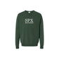 field green vintage dyed crewneck with custom embroidered spx panthers design in white thread on the center chest 