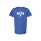 Blue t-shirt with 'St. Joseph School Mom' text on a white background
