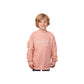 Child wearing a pink sweatshirt with 'St. Pius Panthers' text on a white background