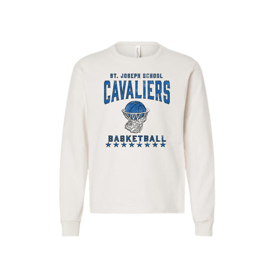 Distressed SJS Cavaliers Basketball Heavyweight Long Sleeve Shirt | Adult and Youth | SJS DTG 1