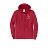 Red hoodie with a logo and 'CCS Cougars' embroidered logo on the left chest on a white background