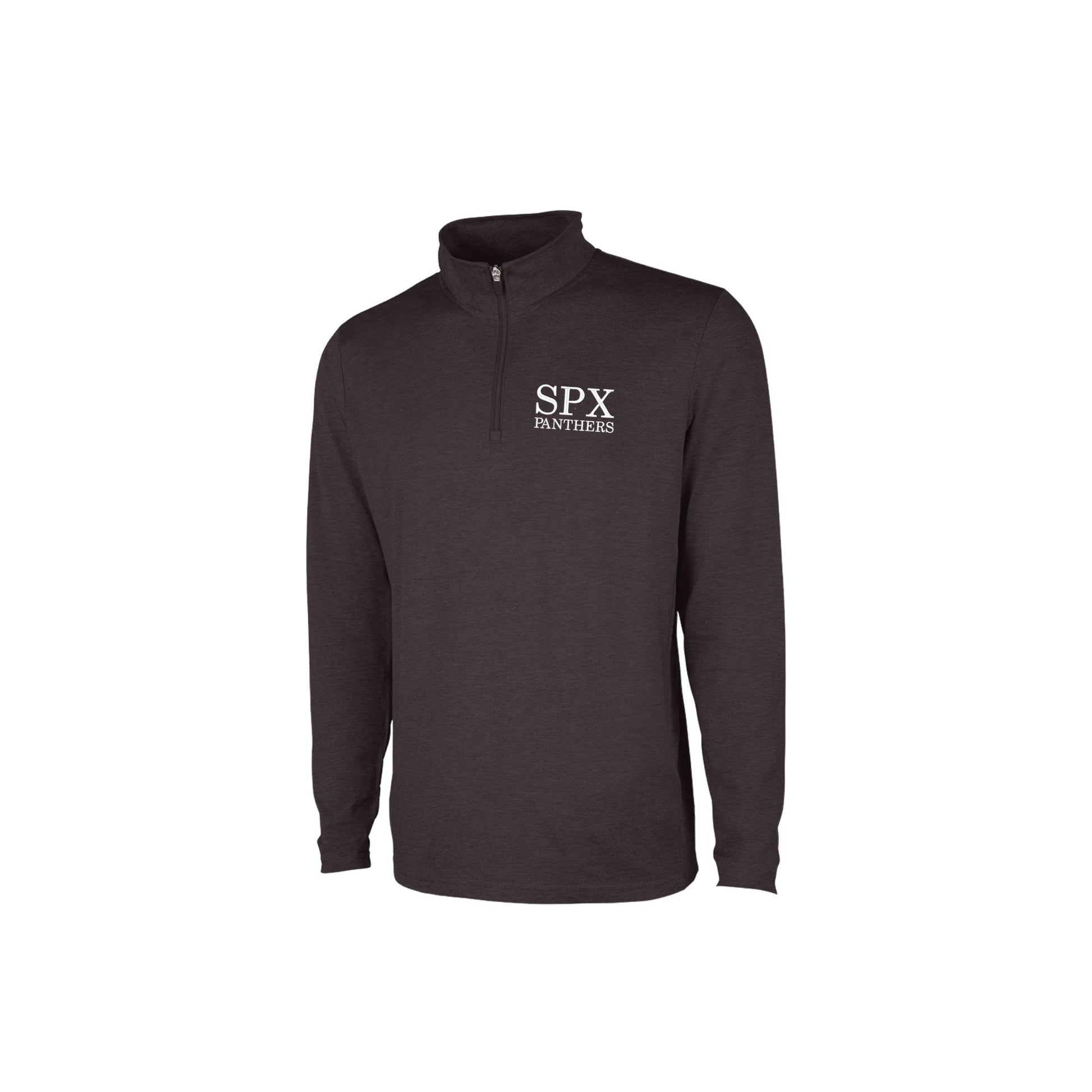 Heather black long-sleeve shirt with 'SPX Panthers' logo on a white background