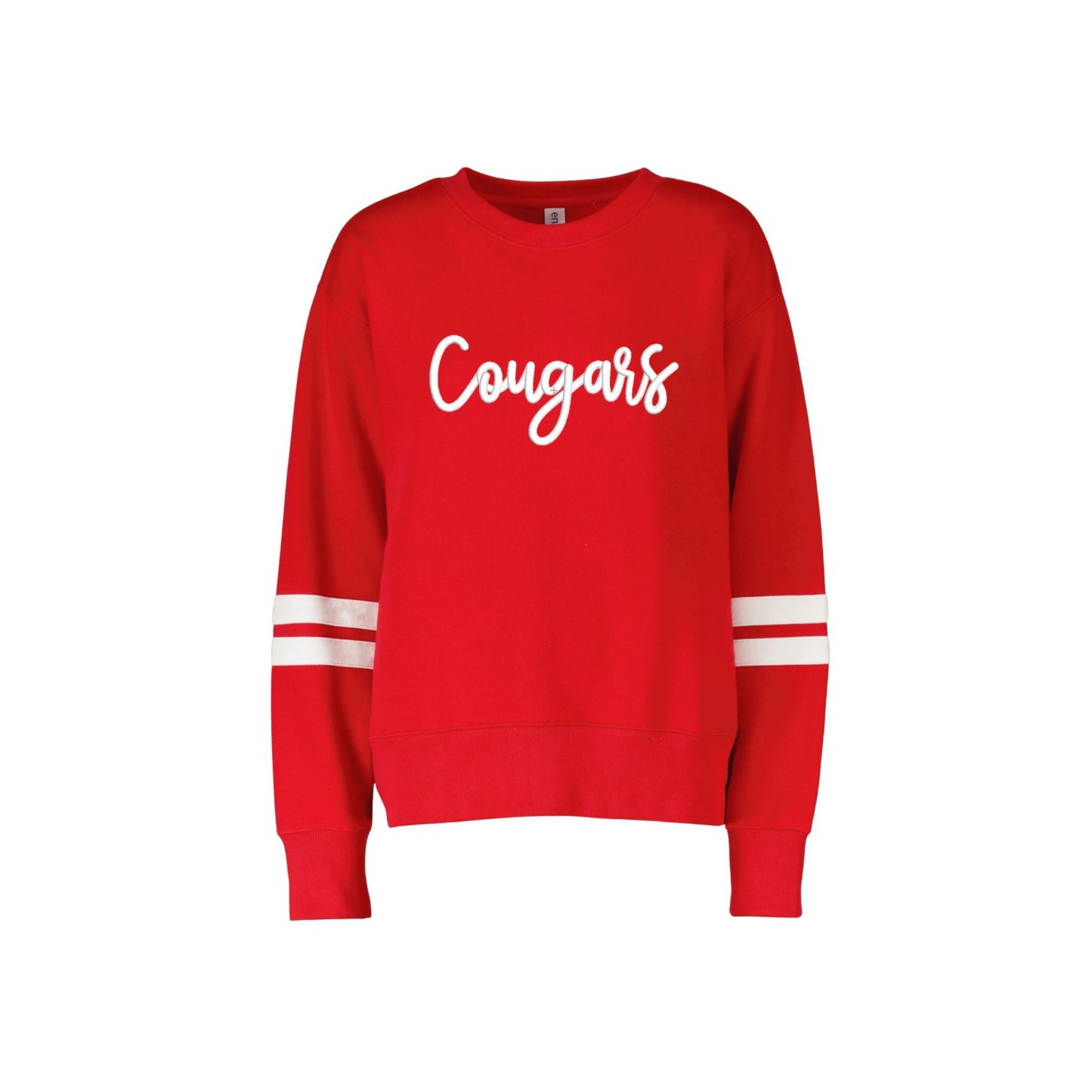3D Puff Embroidered Cougars Ladies Boxy Varsity Crew | Ladies Fit |  CCSED27