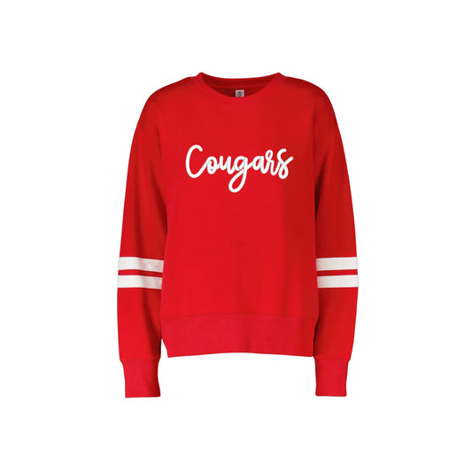 3D Puff Embroidered Cougars Ladies Boxy Varsity Crew | Ladies Fit |  CCSED27