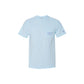 Light blue t-shirt with a logo on a white background
