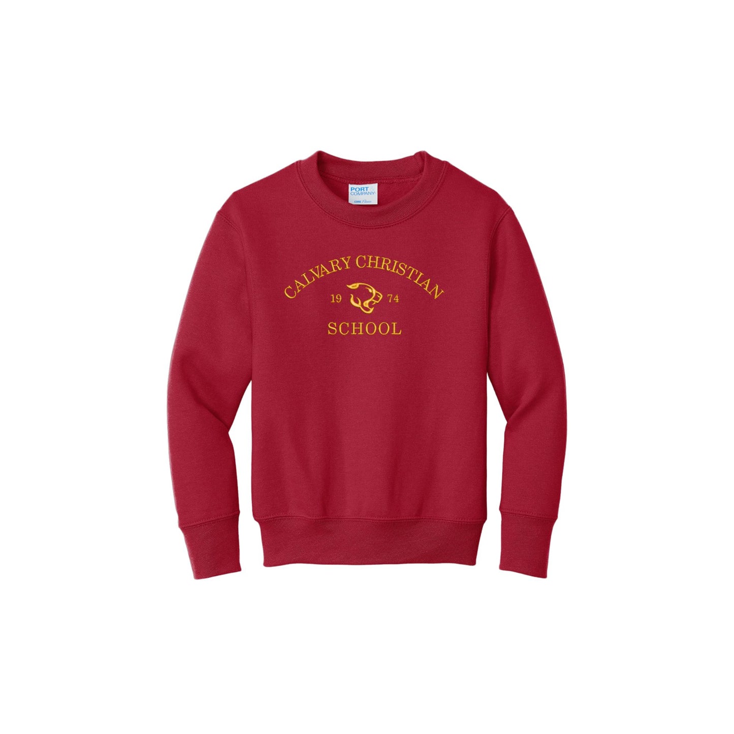 Calvary Christian School Embroidered Crewneck Sweatshirt | Adult and Youth Fit | CCSED13
