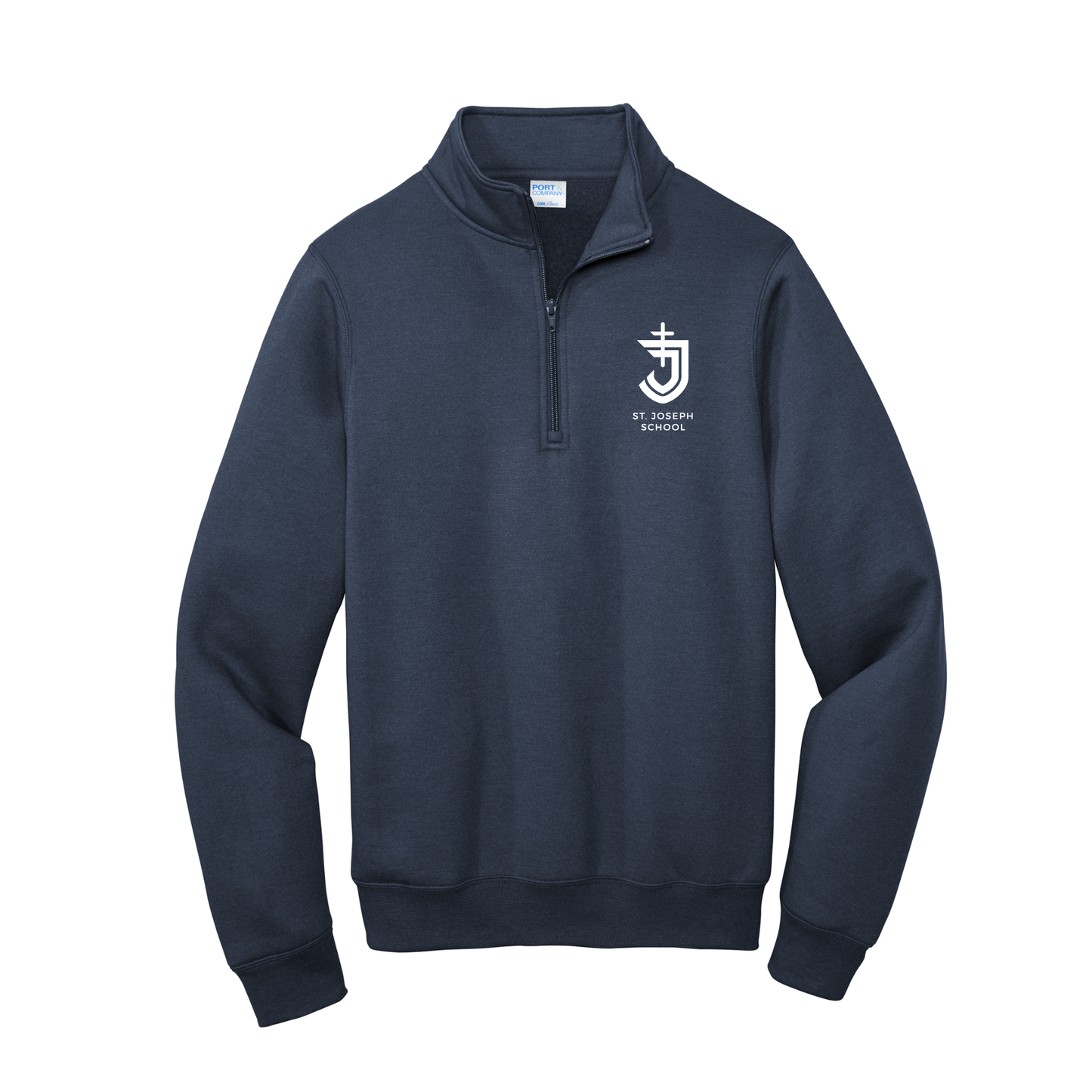 Adult St. Joseph School Cavaliers Logo Embroidered Quarter Zip Sweatshirt | SJSE00 | SJS UNIFORM APPROVED